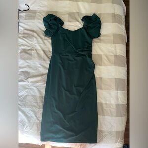 Green puff sleeve dress